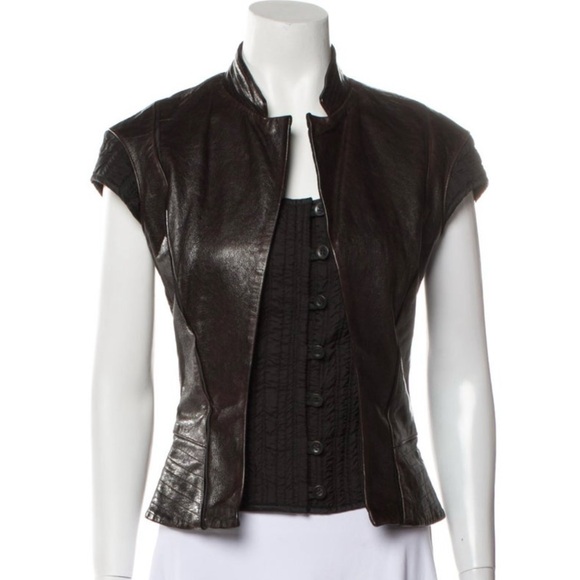 Gary Graham Tops - Gary Graham Brown Leather Vest, Size 4